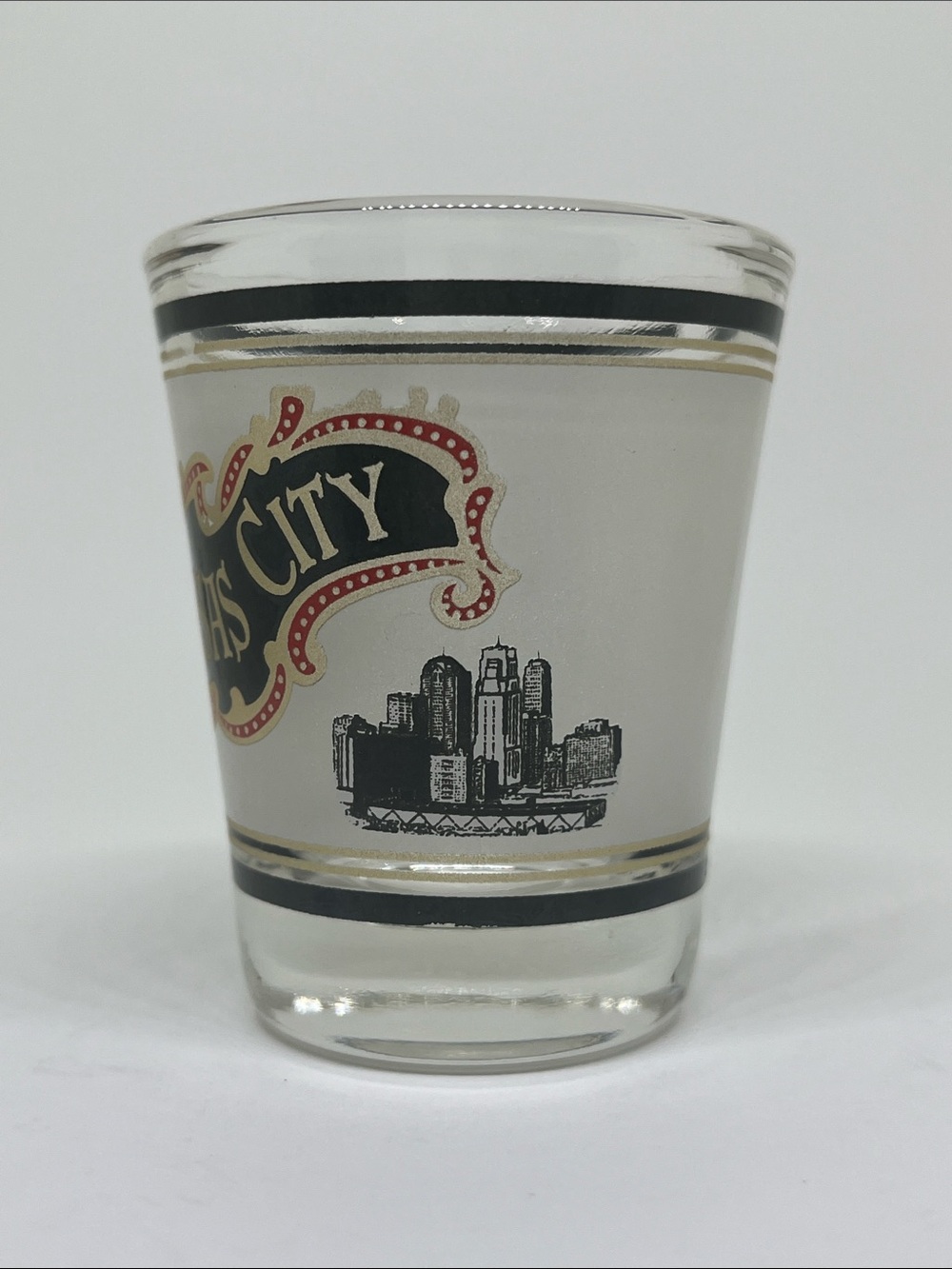Kansas City Vintage-Style Glass Shot Glass - Black, Gold, Red - Picture 2 of 4